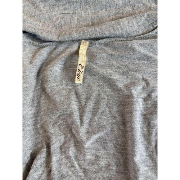 Elan Gray Cardigan Open draped flowy puffed balloon 3/4 sleeve - Picture 7 of 8